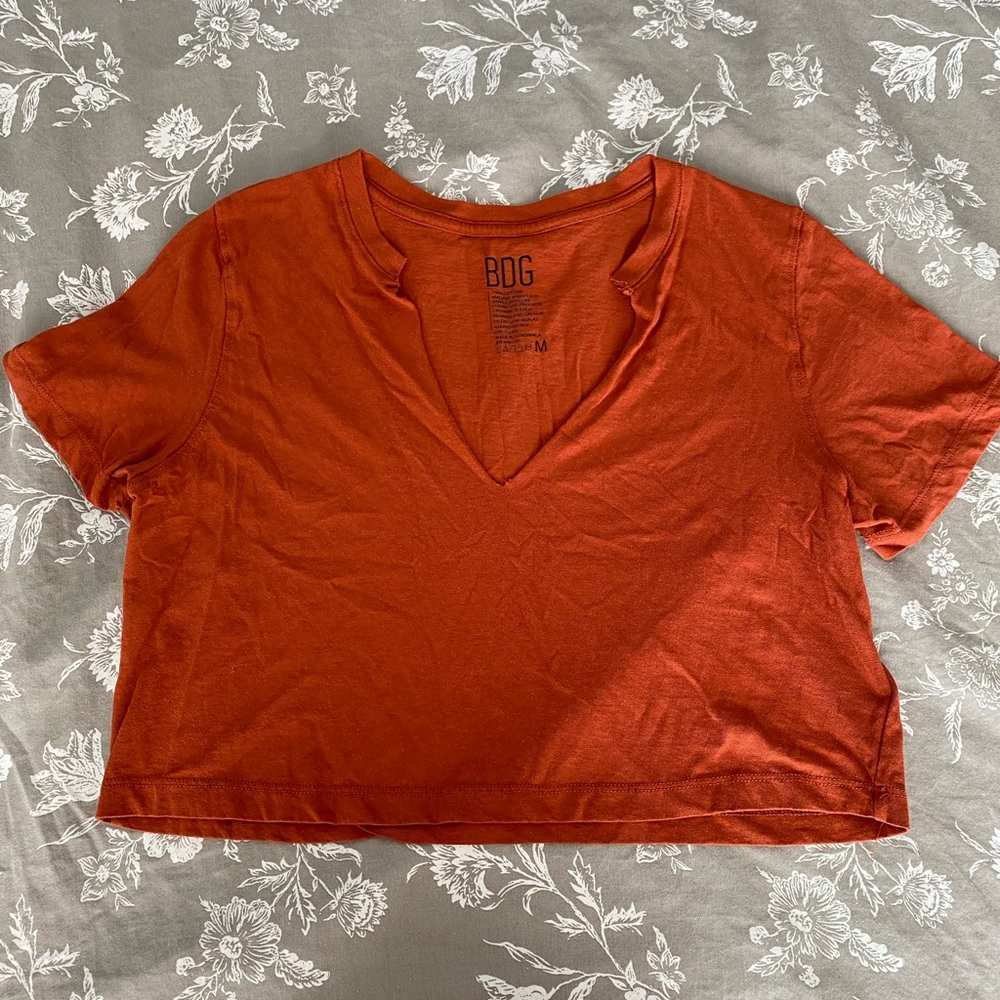 Burnt orange cropped BDG shirt